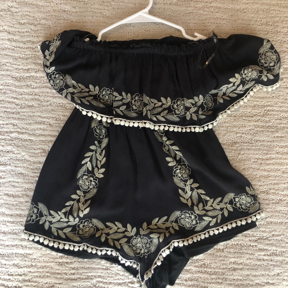 Navy floral romper